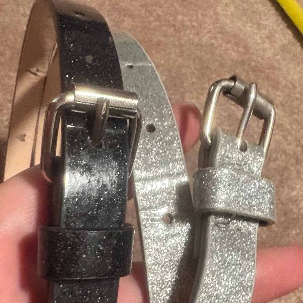 Kids Glitter Belt Duo — Silver and Black